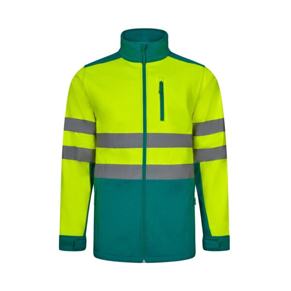 VL HESTIA LARGE. Zweifarbige Softshell-Jacke (280 g/m²), mit Fleece-Futter und TPU-Membran, aus Polyester (96 %) und Elasthan (4 %) - grün, 5XL