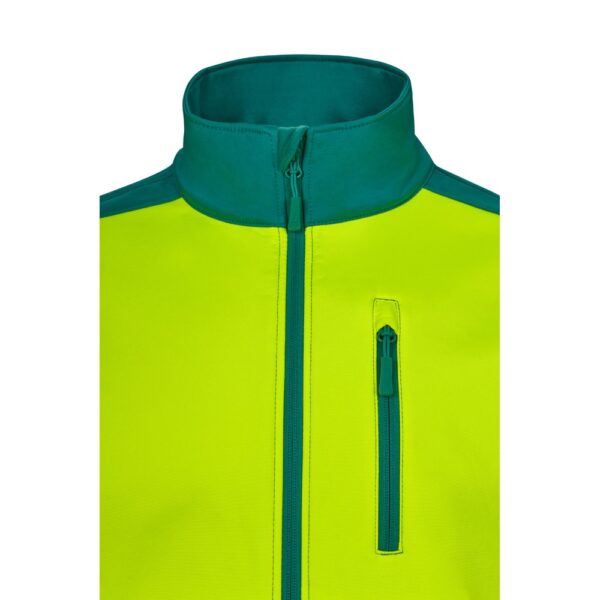 VL HESTIA LARGE. Zweifarbige Softshell-Jacke (280 g/m²), mit Fleece-Futter und TPU-Membran, aus Polyester (96 %) und Elasthan (4 %)