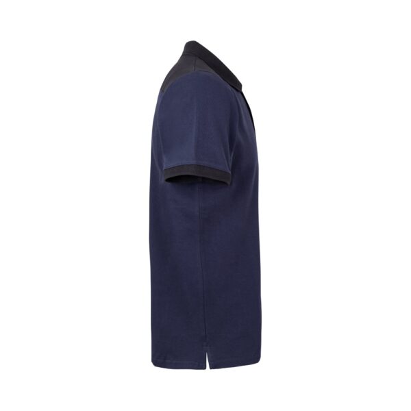 VL VELES. Zweifarbiges Stretch-Piqué-Poloshirt (200 g/m²) mit kurzen Ärmeln, aus Polyester (96 %) und Elastan (4 %)