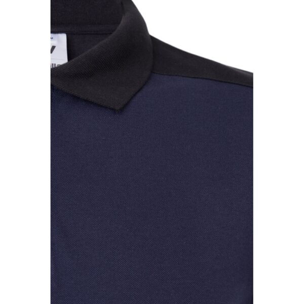 VL VELES. Zweifarbiges Stretch-Piqué-Poloshirt (200 g/m²) mit kurzen Ärmeln, aus Polyester (96 %) und Elastan (4 %)