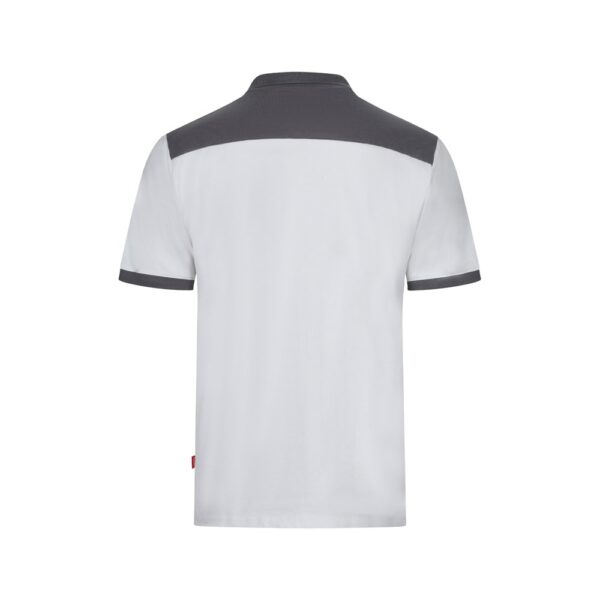 VL VELES. Zweifarbiges Stretch-Piqué-Poloshirt (200 g/m²) mit kurzen Ärmeln, aus Polyester (96 %) und Elastan (4 %)