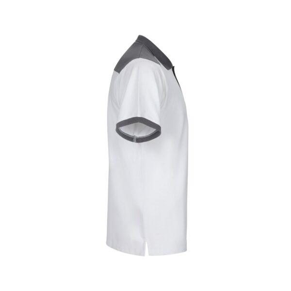 VL VELES. Zweifarbiges Stretch-Piqué-Poloshirt (200 g/m²) mit kurzen Ärmeln, aus Polyester (96 %) und Elastan (4 %)