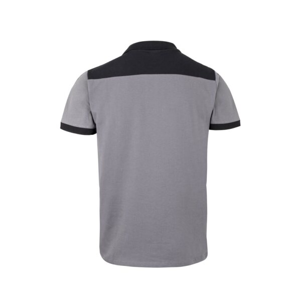 VL VELES. Zweifarbiges Stretch-Piqué-Poloshirt (200 g/m²) mit kurzen Ärmeln, aus Polyester (96 %) und Elastan (4 %)