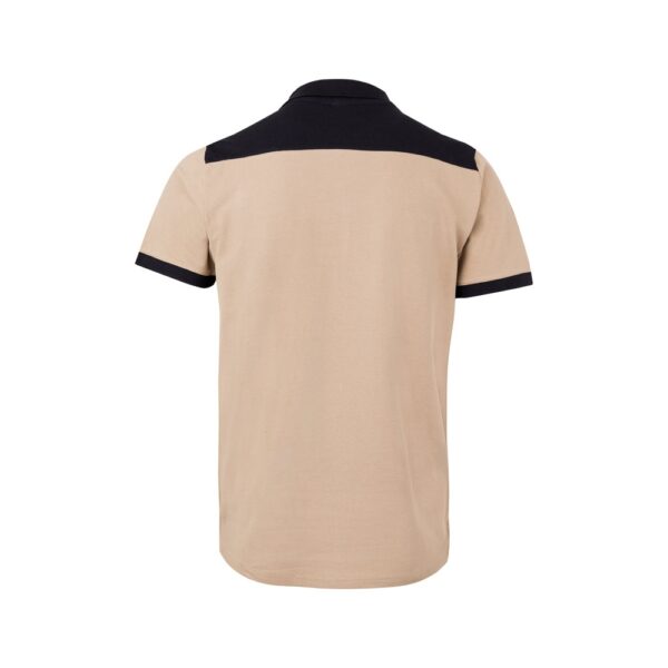 VL VELES. Zweifarbiges Stretch-Piqué-Poloshirt (200 g/m²) mit kurzen Ärmeln, aus Polyester (96 %) und Elastan (4 %)