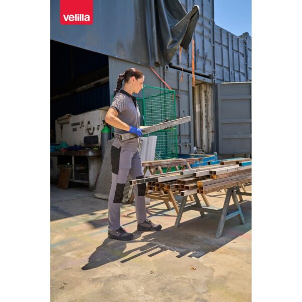 VL VELES. Zweifarbiges Stretch-Piqué-Poloshirt (200 g/m²) mit kurzen Ärmeln, aus Polyester (96 %) und Elastan (4 %)