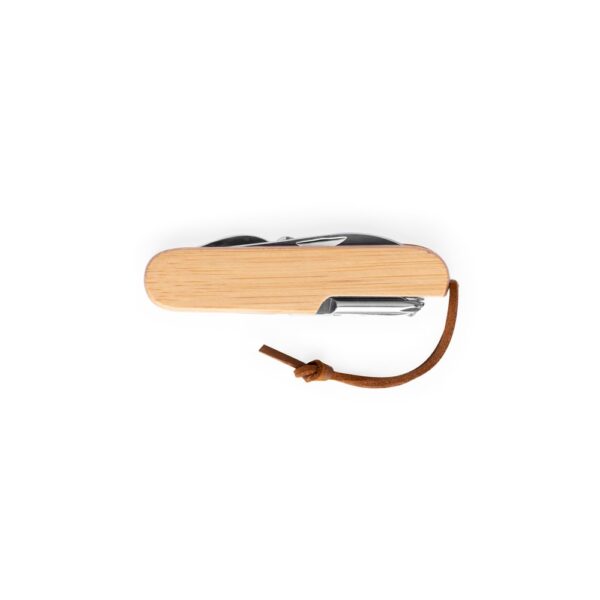 RYKER. Multifunktionales Taschenmesser aus Bambus und Edelstahl mit PU-Griff