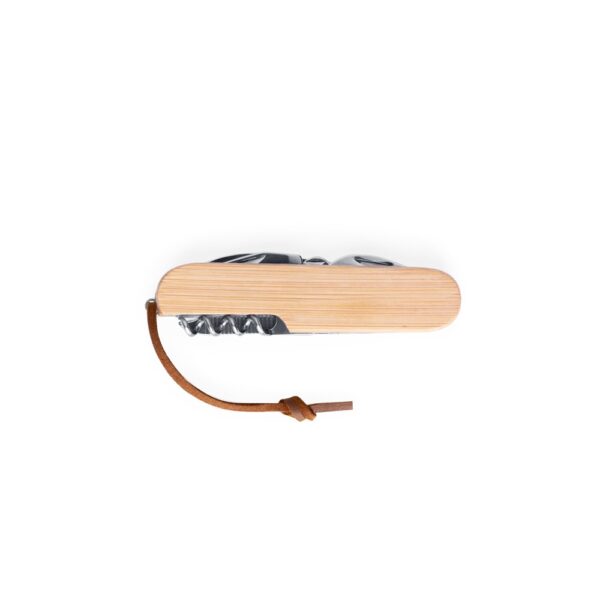 RYKER. Multifunktionales Taschenmesser aus Bambus und Edelstahl mit PU-Griff