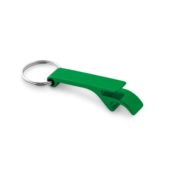 RE-BAITT. Schlüsselanhänger mit Kapselöffner aus recyceltem Aluminium - grün